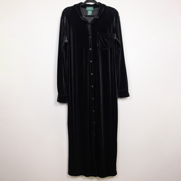 Lauren Ralph Lauren velvet button down long sleeve maxi dress-L - Picture 1 of 4